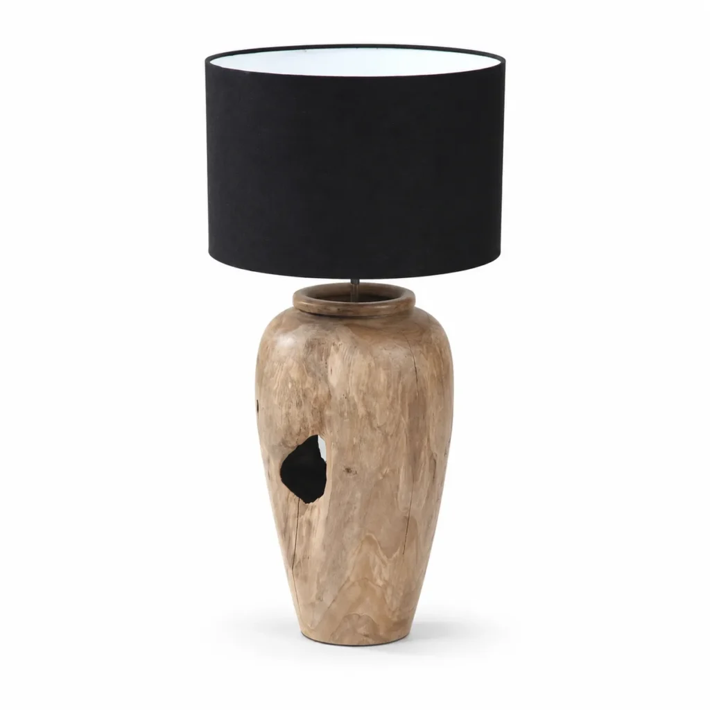 Teak Pot Table Lamp