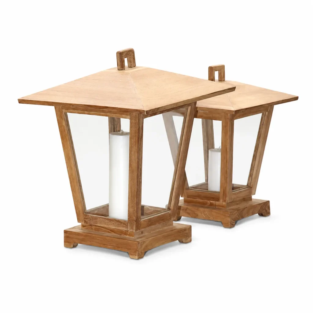 Topi Teak Outdoor Lantern Set
